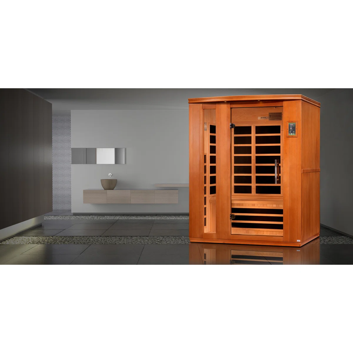 Dynamic Infrared Lugano 3 - Person Bluetooth Compatible FAR Infrared Sauna with Remote Control in Hemlock