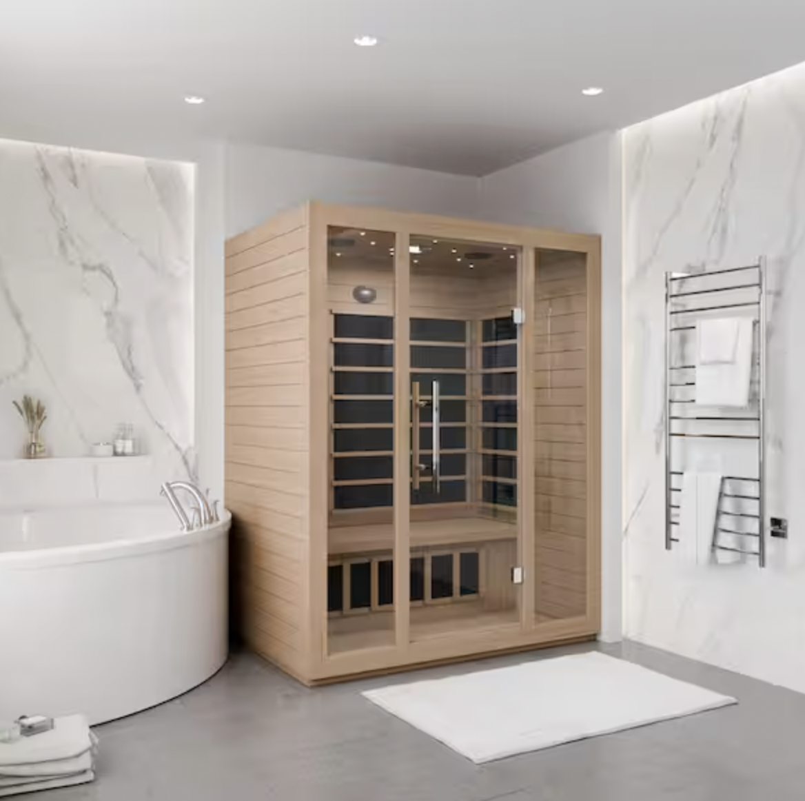 Home Sauna Room 3-Person Hemlock Wooden Indoor Infrared Sauna Spa with Touch Control Panel