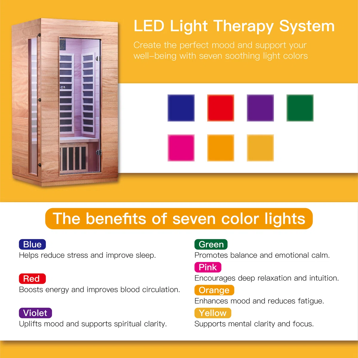 Hongyuan 1 Single Person Indoor Bluetooth Low EMF FAR Infrared Sauna In Okoume & Hemlock Wood