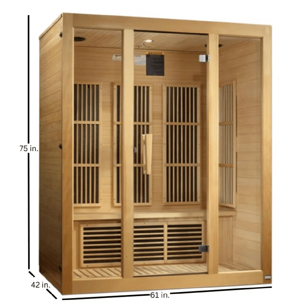 Dynamic Bellevue 3-Person FAR Infrared Sauna with Bluetooth in Canadian Hemlock