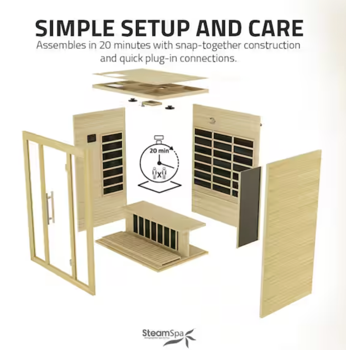 Home Sauna Room 3-Person Hemlock Wooden Indoor Infrared Sauna Spa with Touch Control Panel