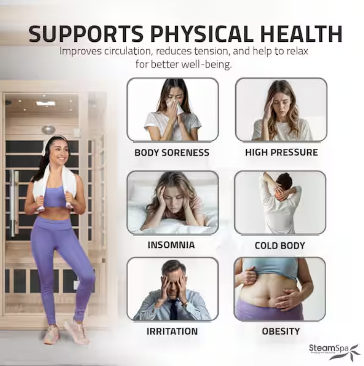 Home Sauna Room 2-Person Hemlock Wooden Indoor Infrared Sauna Spa with Touch Control Panel