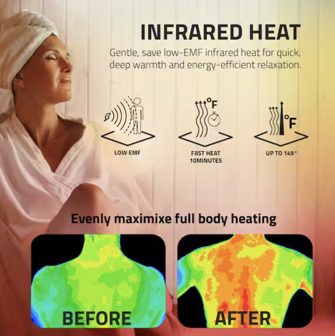 Home Sauna Room 3-Person Hemlock Wooden Indoor Infrared Sauna Spa with Touch Control Panel