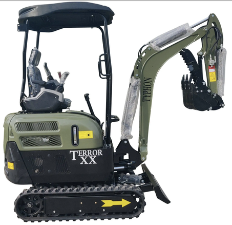 2025 4,000 lb Green TYPHON TERROR XX Mini Excavator Rubber Track with Kubota D902 Diesel Engine USA