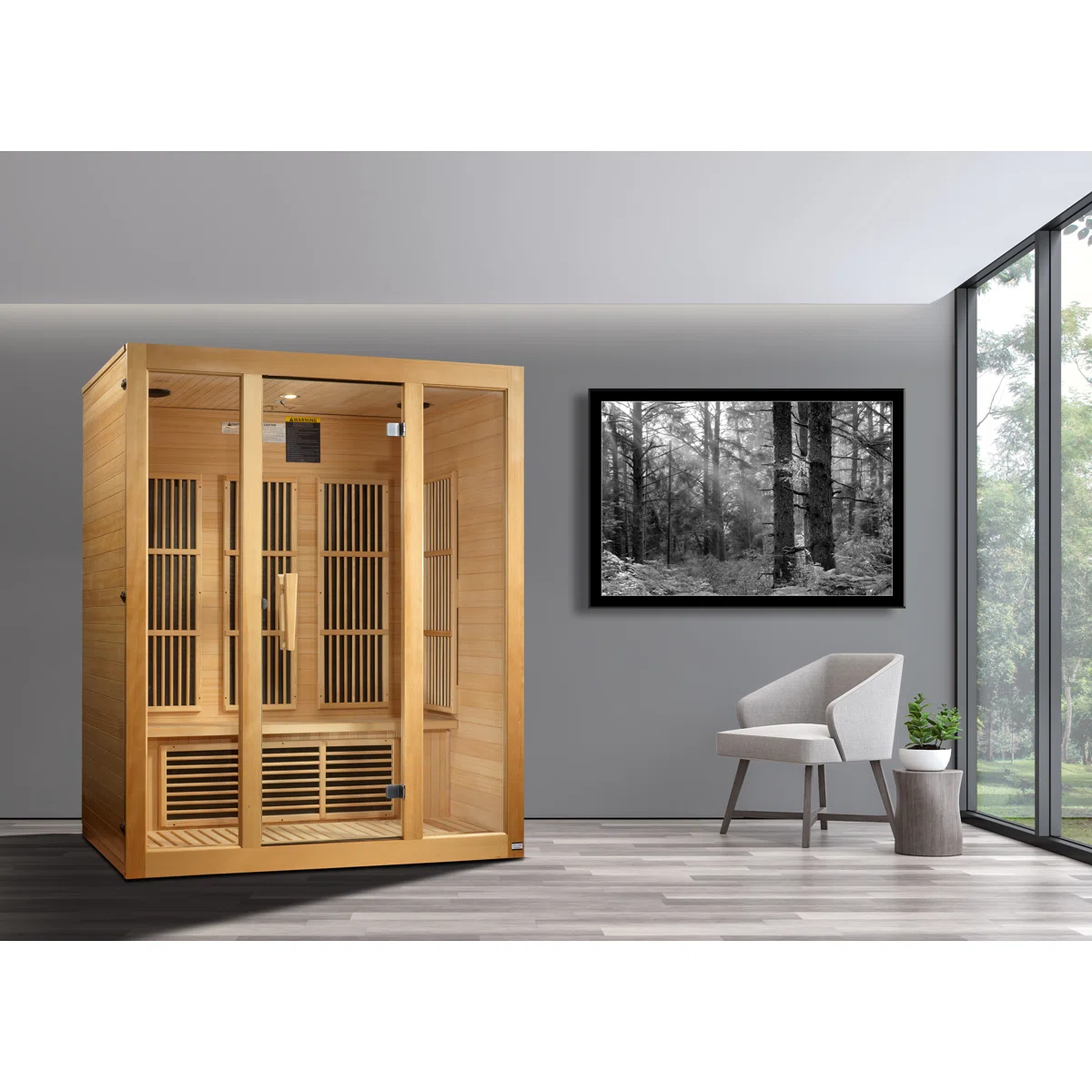 Dynamic Bellevue 3-Person FAR Infrared Sauna with Bluetooth in Canadian Hemlock