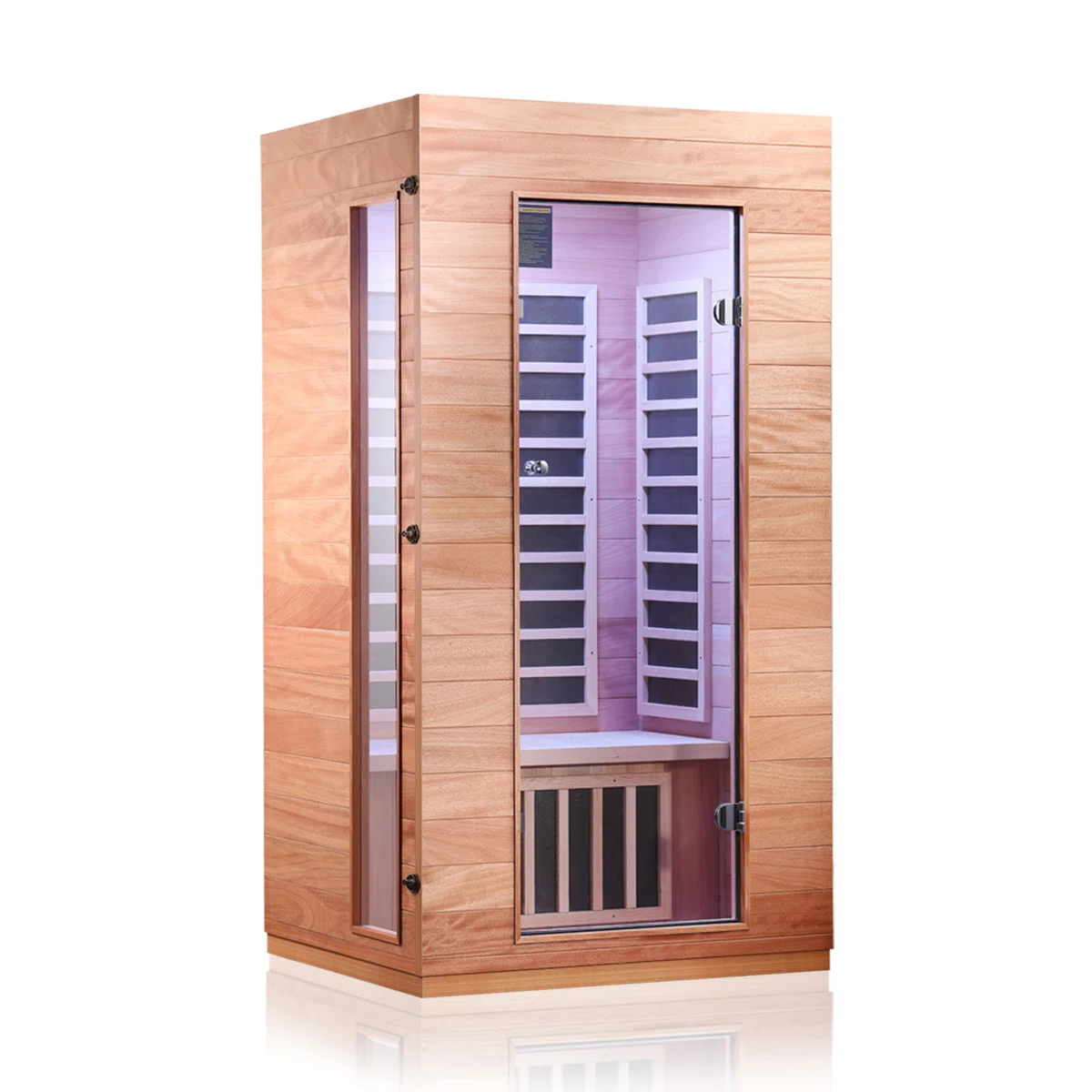 Hongyuan 1 Single Person Indoor Bluetooth Low EMF FAR Infrared Sauna In Okoume & Hemlock Wood