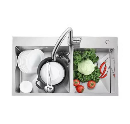 Évier double chrome inoxydable 8045