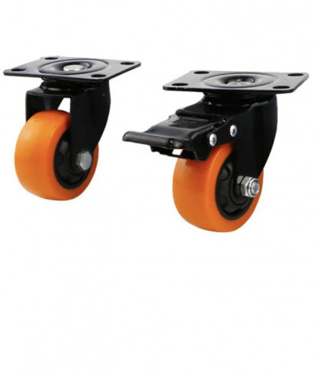 roulette pivotante orange 40mm 50mm 75mm