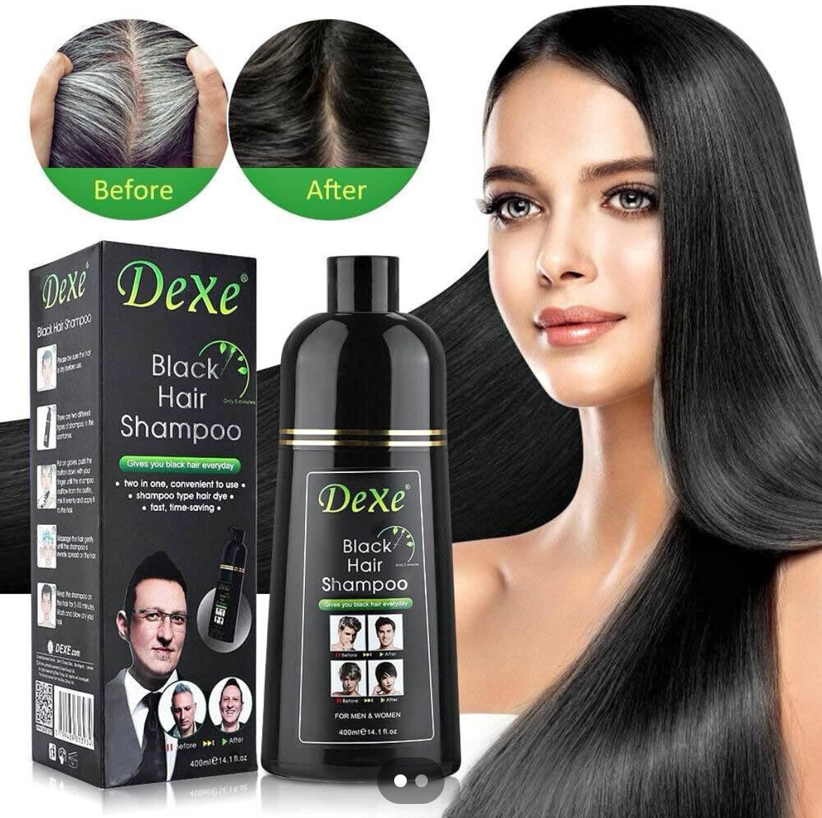 Shampoing Colorant noir pour cheveux
