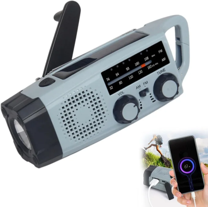 Radio Solaire avec Lampe, Alerte SOS et Power Bank 2000mAh
