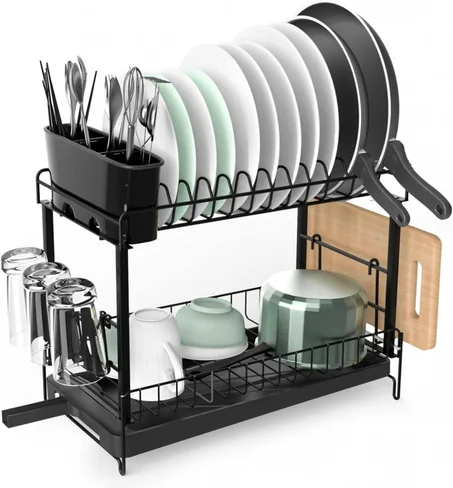 Égouttoir À Vaisselle Noir Double Couche