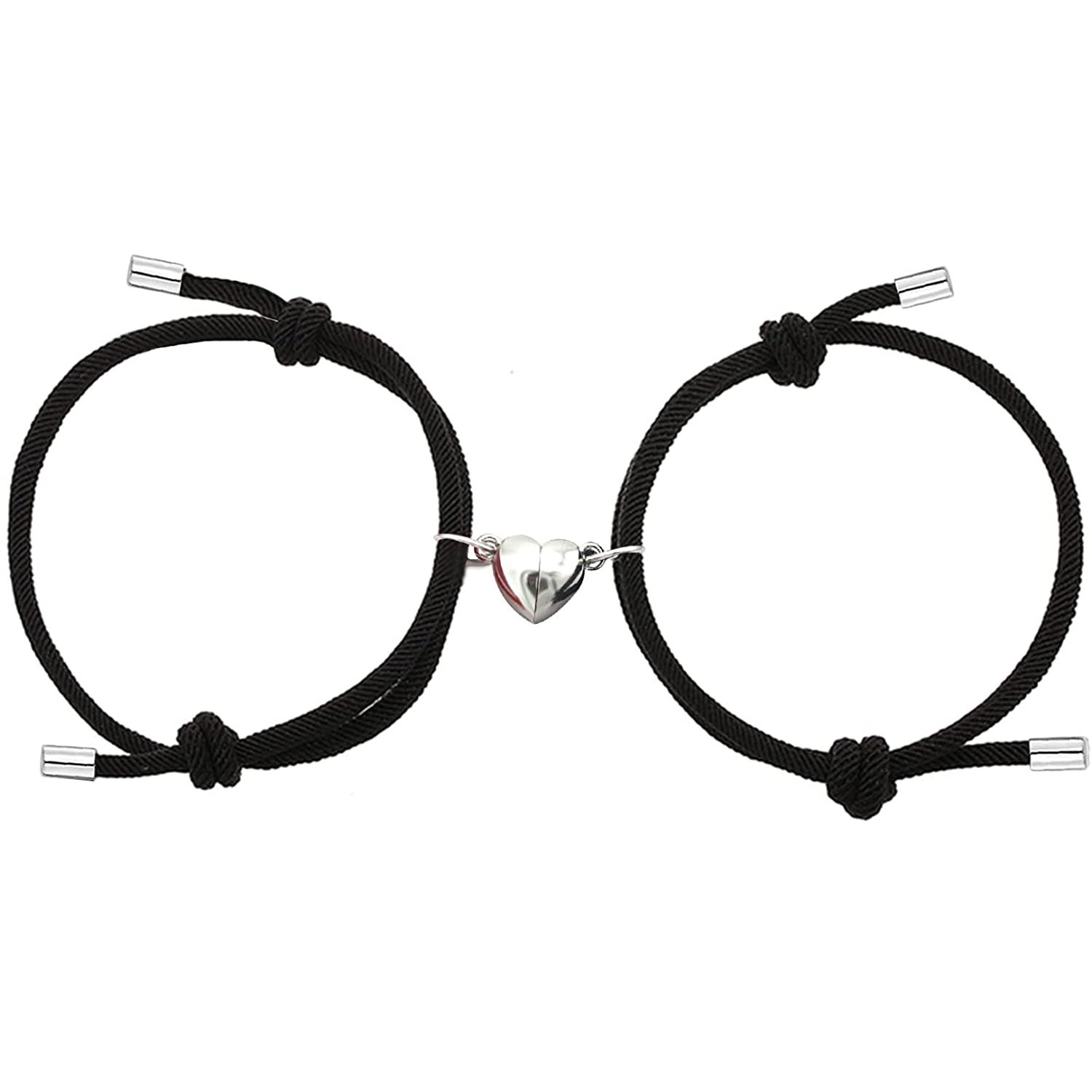 FASHION HEART BRAIDED ROPE COUPLE BRACELET MAGNETIC