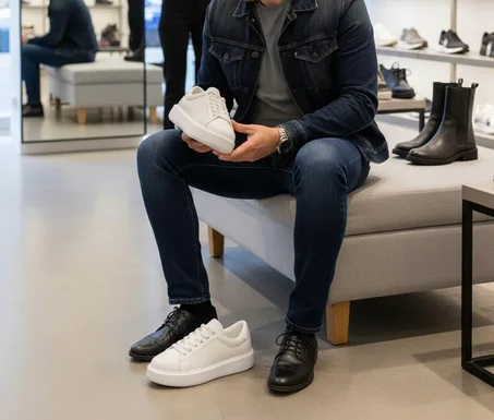 حذاء أبيض فاخر بتصميم أنيق. !