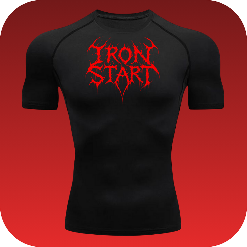 T-SHIRT BLACK IRON START RED