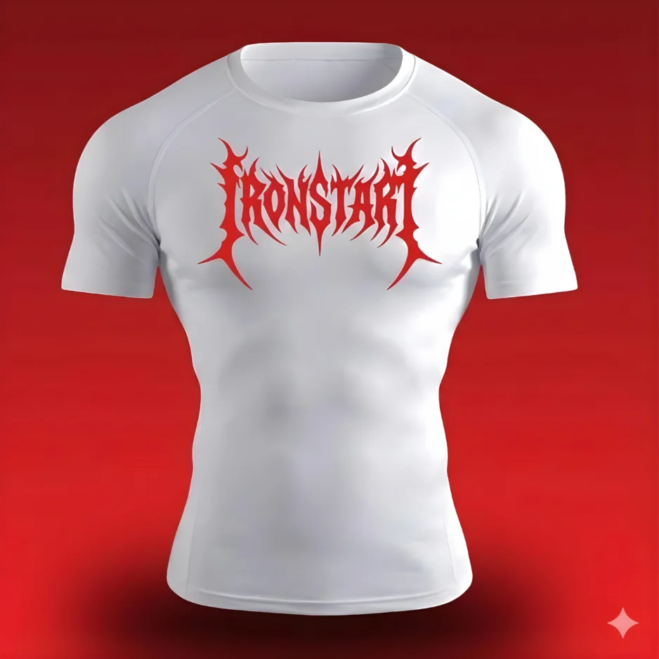 COMPRESSION T-SHIRT WHITE IRON START RED