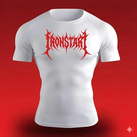 COMPRESSION T-SHIRT WHITE IRON START RED