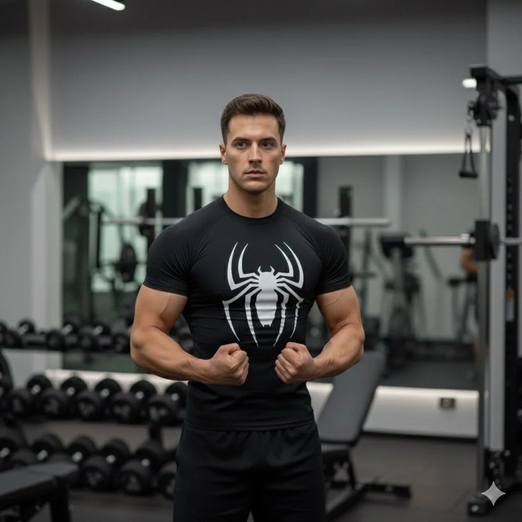 COMPRESSION T-SHIRT BLACK SPIDER