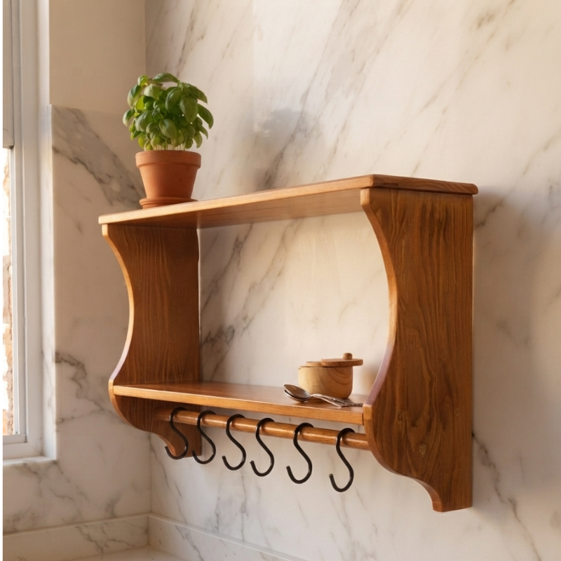 Étagère à épices en bois rouge