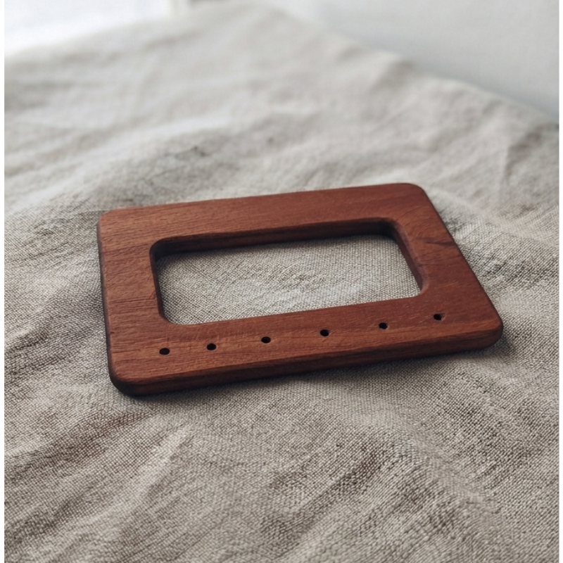 Poignées de sac rectangulaires en bois d'acajou