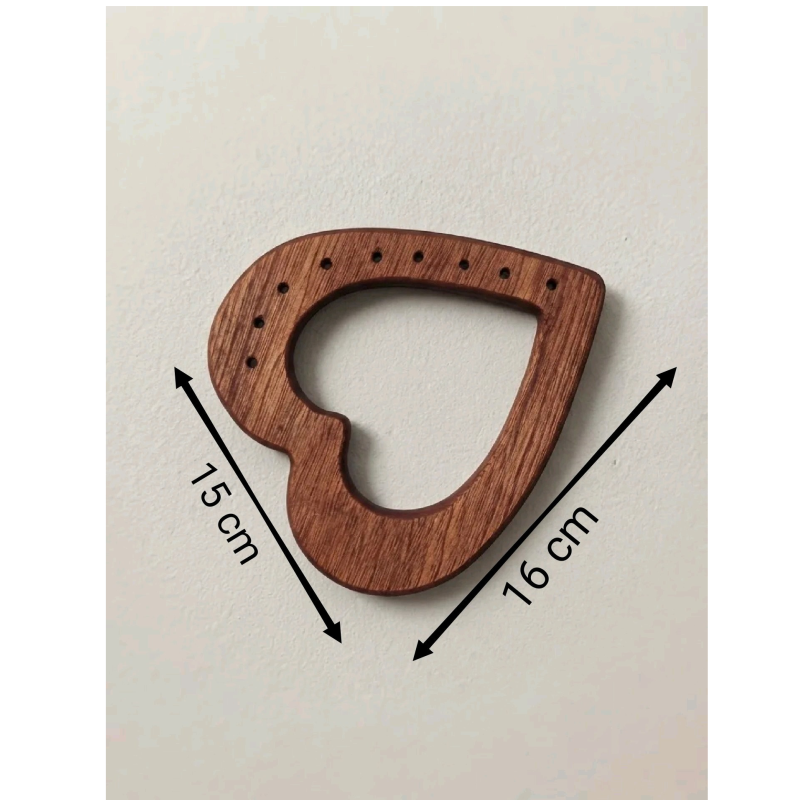 Poignées de sac en forme de cœur en bois d'acajou