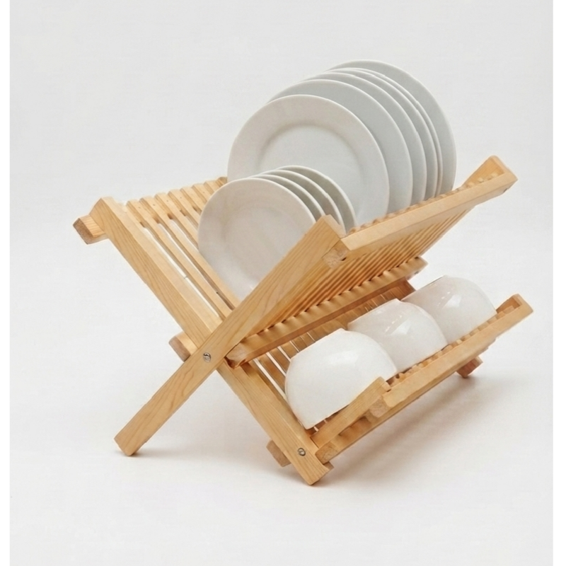 Égouttoir à vaisselle pliant en bois