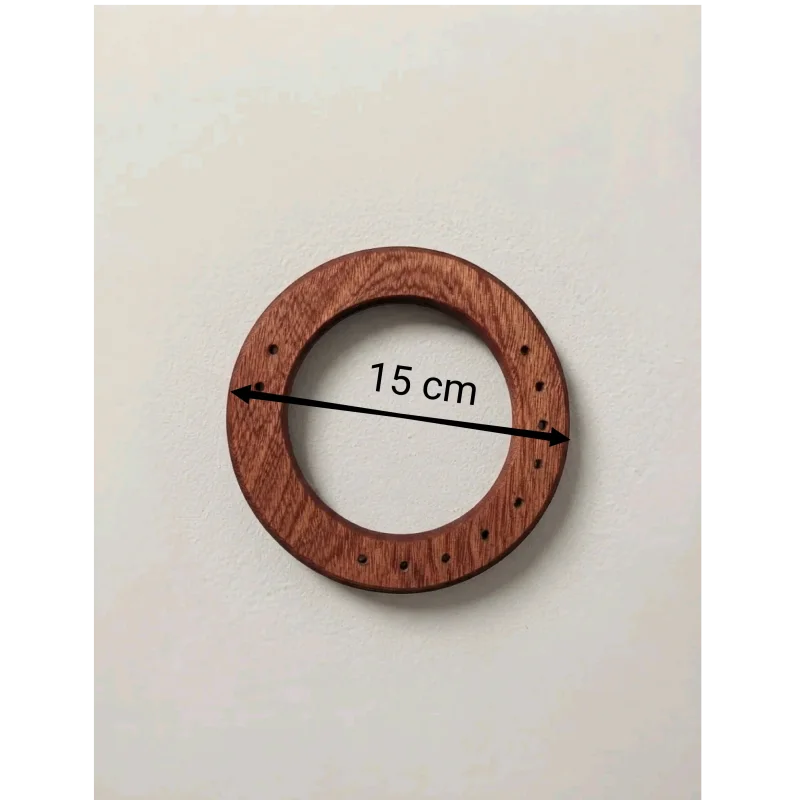 Poignées de sac circulaires en bois d'acajou
