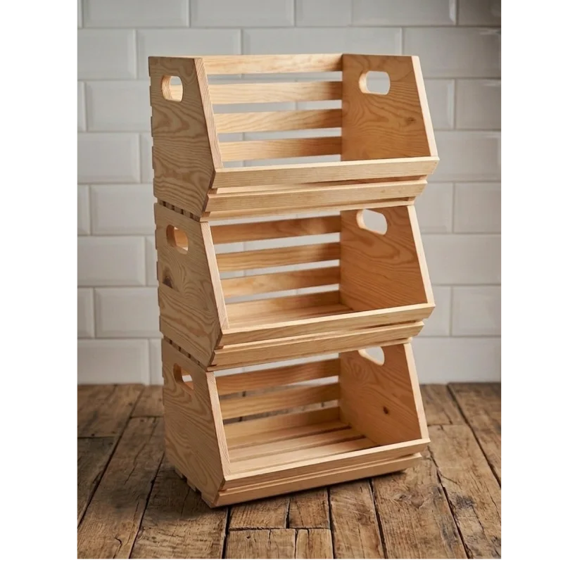 Rangement de légumes et fruits en bois