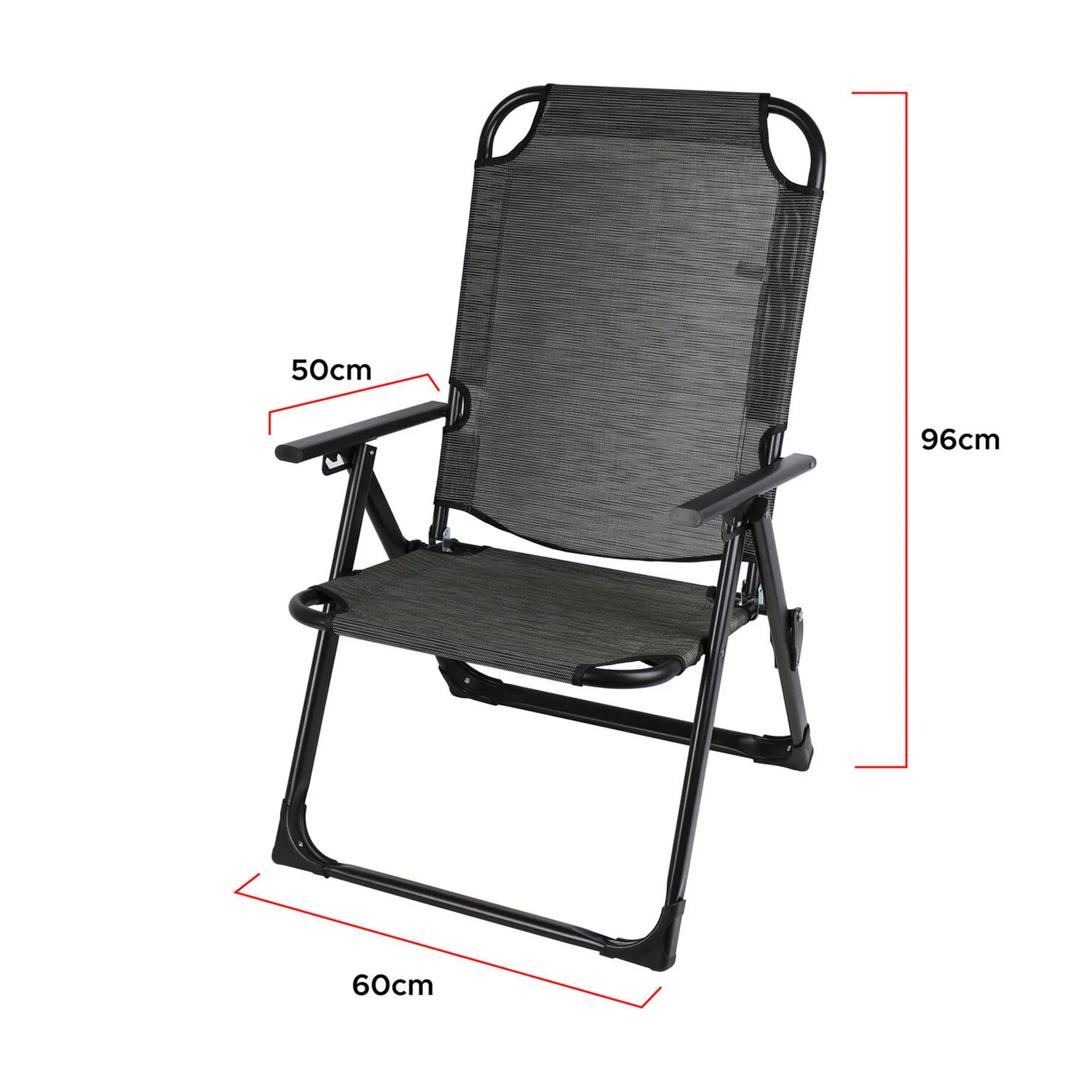 Foldable Camping Chair with Wooden Armrest, 58 x 8 x 58 cm