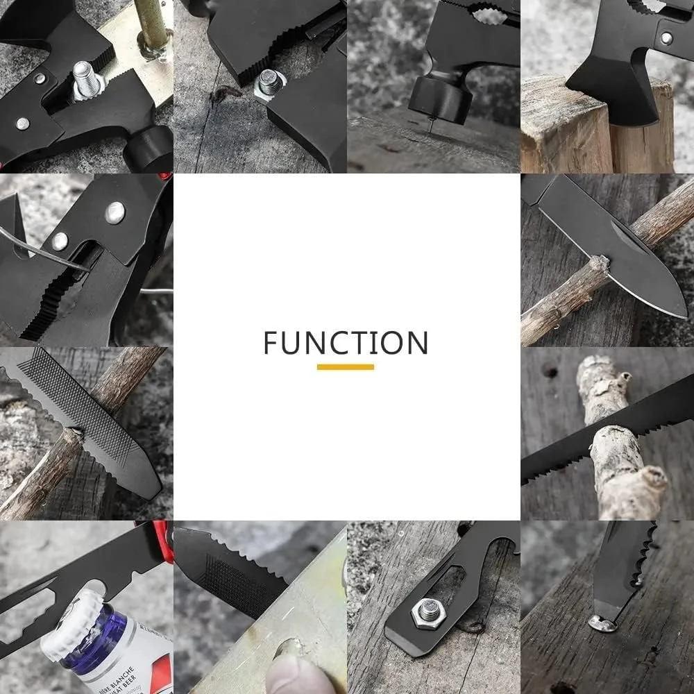 Camping Multitool 14 in 1, Survival Multi-Tool With Axe knife Camping Accessories For Men, Dad and Husband