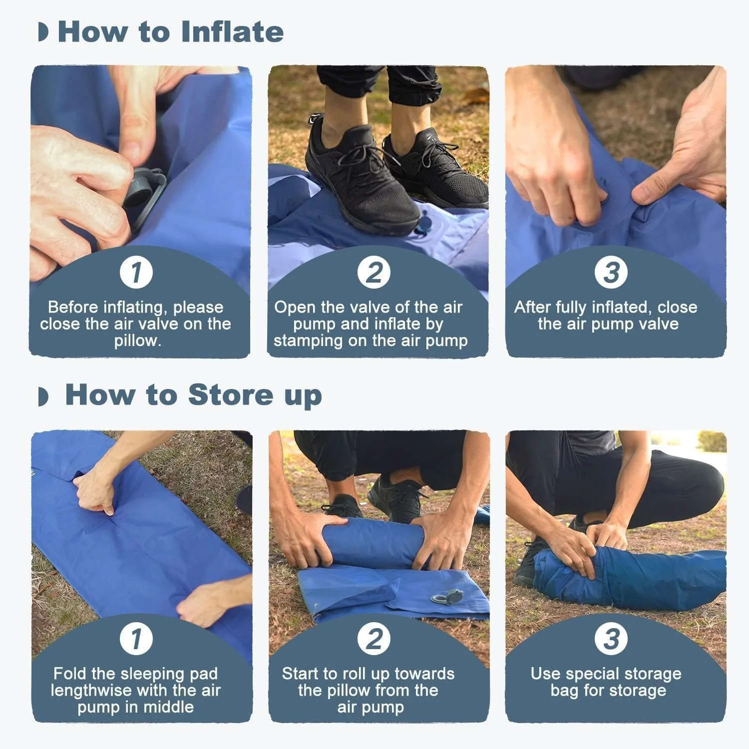 Camping Sleeping Pad, 192x67x7cm Ultralight Camping Mat, Waterproof Camping Mat for Backpacking Hiking Traveling for Outdoor Adventures, Outdoor Inflatable Mat with Built-in Foot Pump