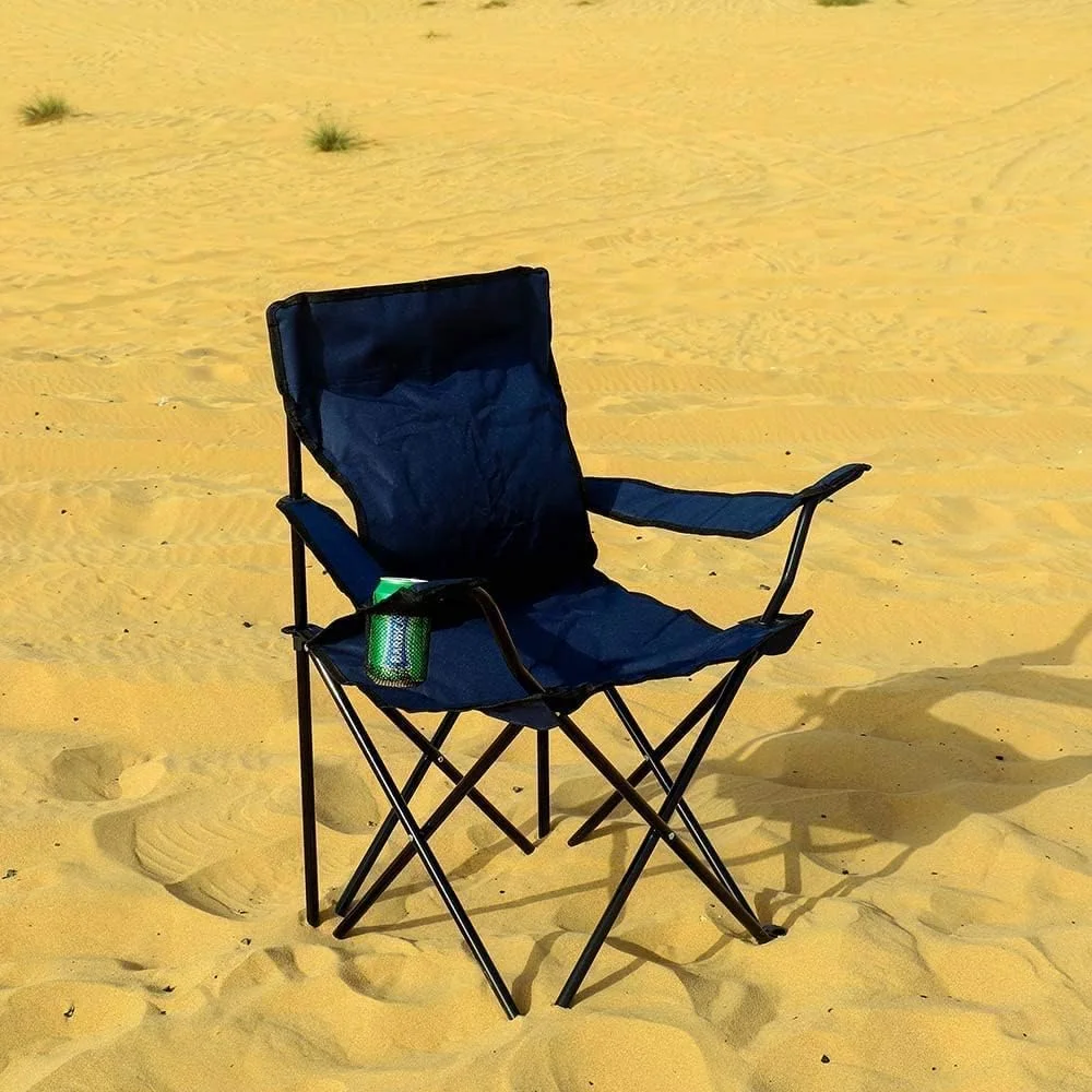 Camping Chair with Side Storage Pockets for Outdoor Travel Picnic Hiking Supports110kgs Load With Carry Bag