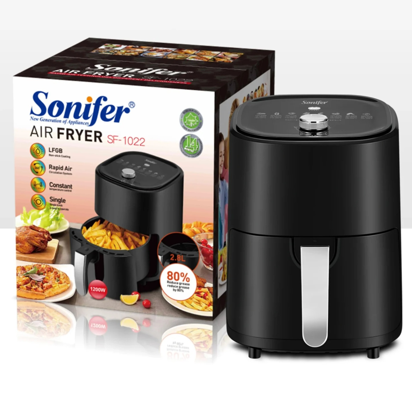 Air Fryer Sonifer 4.5L - مقلاة هوائية– طهي صحي بدون زيت بتقنية الهواء الساخن