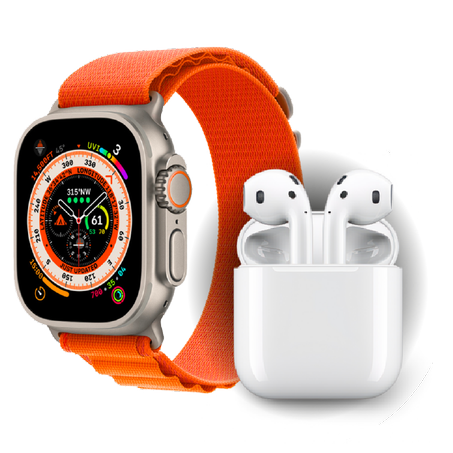 باك ساعة ذكية بروماكس مع 2 أحزمة + سماعات بلوتوث Smart Watch Ultra 2 Strips + Air Pods