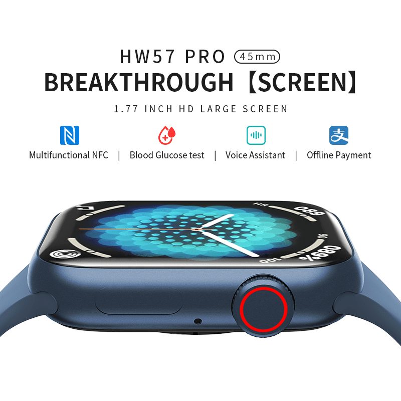i7 Pro max ساعة ذكية Hw - السلسلة 7 - HW57 Pro 45 ملم - Android + iOS -