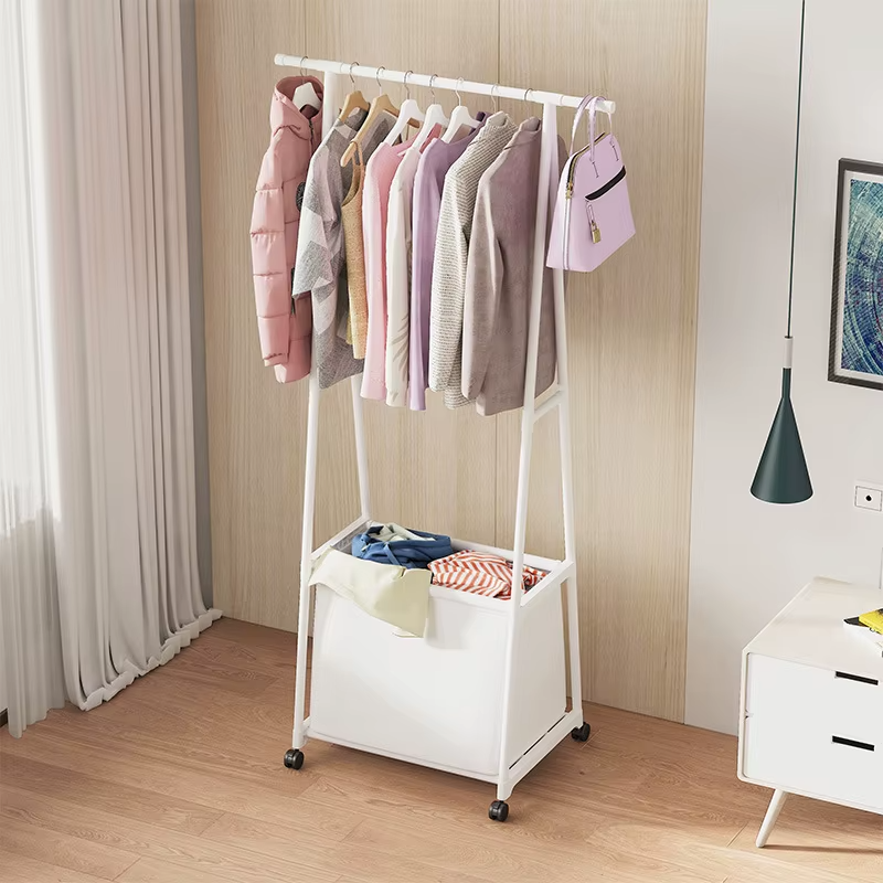 حامل ملابس بعجلات ، رف تخزين ملابس ، منظم أحذية ، خزانة أزياء Multifunctional coat rack