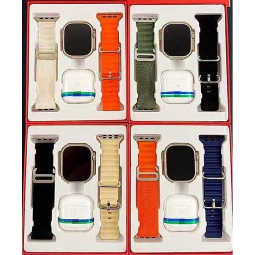 باك ساعة ذكية بروماكس مع 2 أحزمة + سماعات بلوتوث Smart Watch Ultra 2 Strips + Air Pods