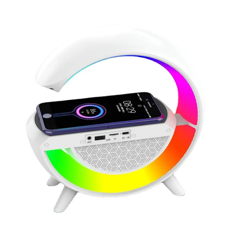 مكبر صوت بلوتوث ابداعي للهاتف المحمول شحن لا سلكي متعدد الوظائف Rgb lights table lamp