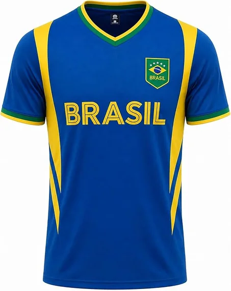 T-shirt Brasil Maillot Brésil Supporteur - Bleu & Jaune