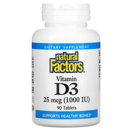 Natural Factors, Vitamine D3, 25 µg (1000 UI), 90 comprimés  فيتامين د 3، 25 ميكروجرام (1,000 وحدة دولية)، 90 قرصًا