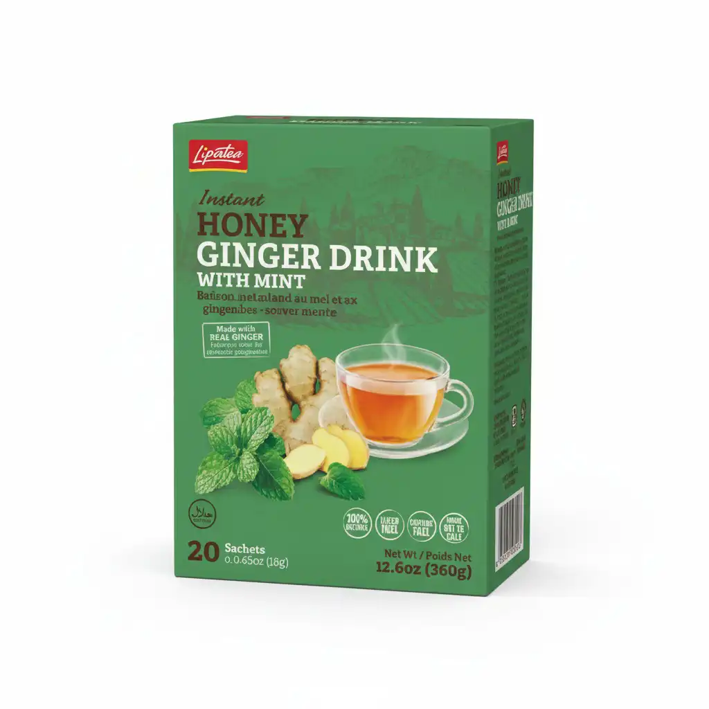 Lipatea مشروب سريع الذوبان (زنجبيل - عسل - نعناع) 20 كيس قابل للذوبان