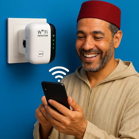موسع نطاق الواي فاي ومقوي الإشارة لتحسين سرعة الانترنت وتغطية أوسع في جميع أنحاء المنزل.