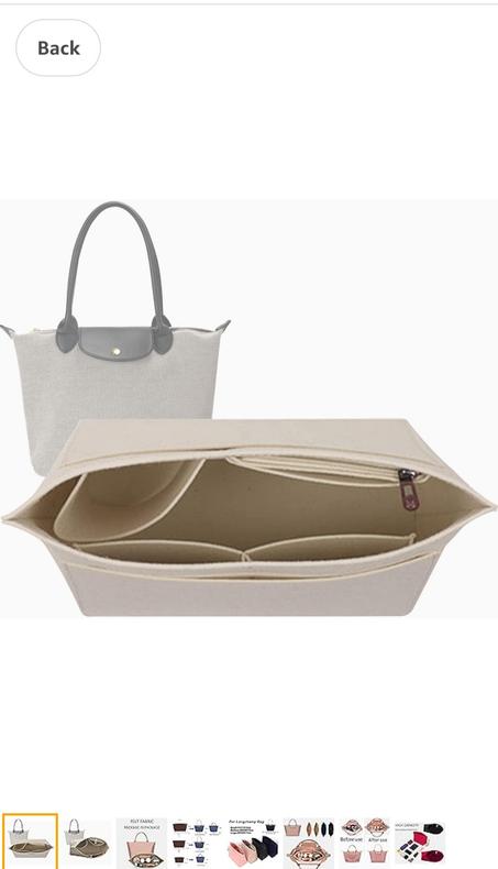 منظم حقيبة يد من Lckaey لحقيبة يد كبيرة من Longchamp le pliage منظم حقيبة بسحاب من اللباد 1028beige-L