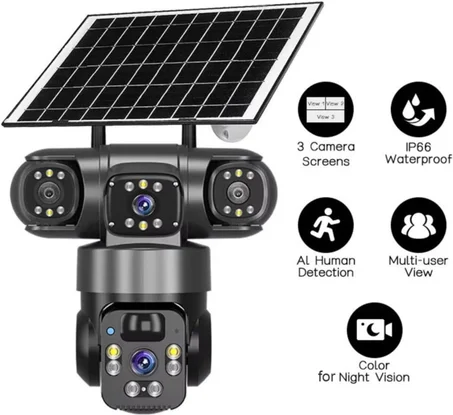 كاميرا المراقبة الذكية 3 في 1 بالطاقة الشمسية