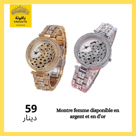 Montre femme en argent et en or