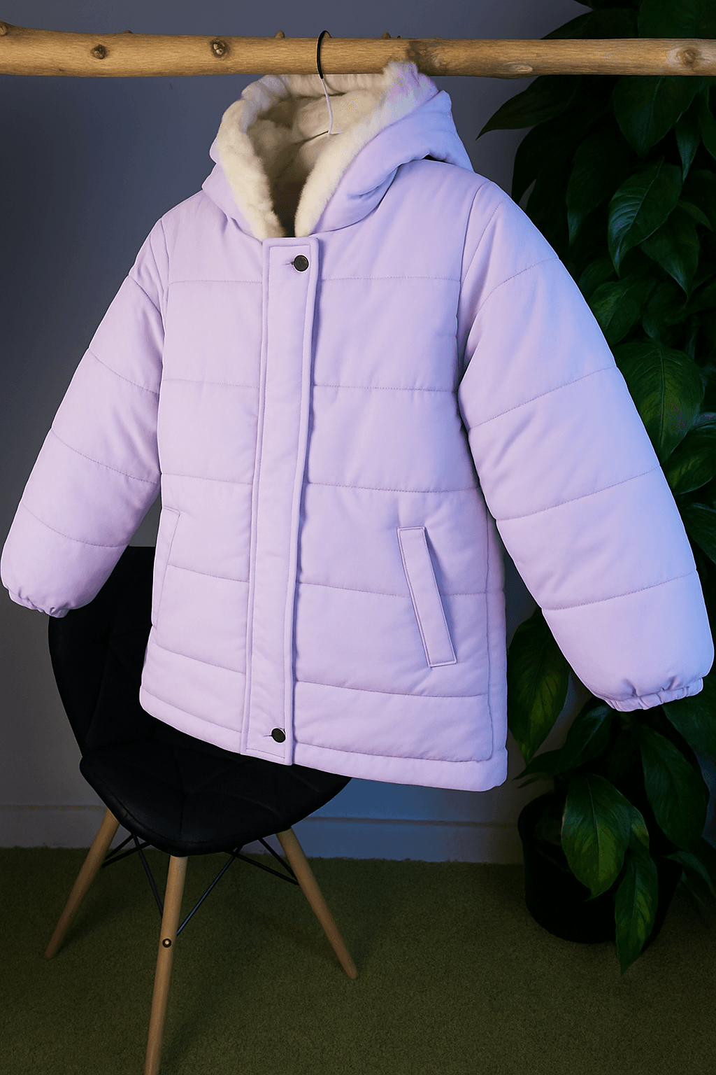 جاكت وتر بروف مبطن من الداخل لافندر كود 5014