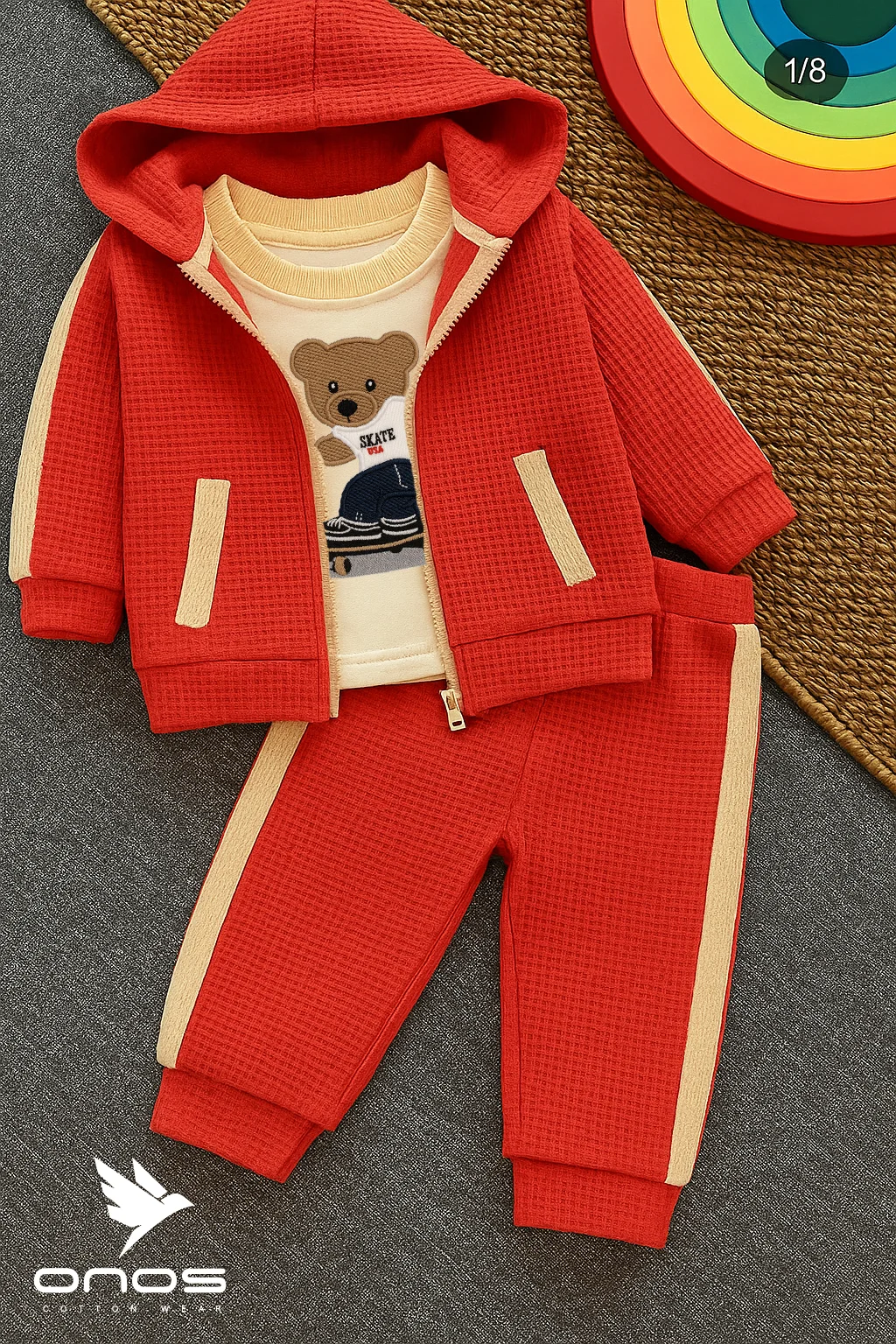 3PCS Waffle Set – RED