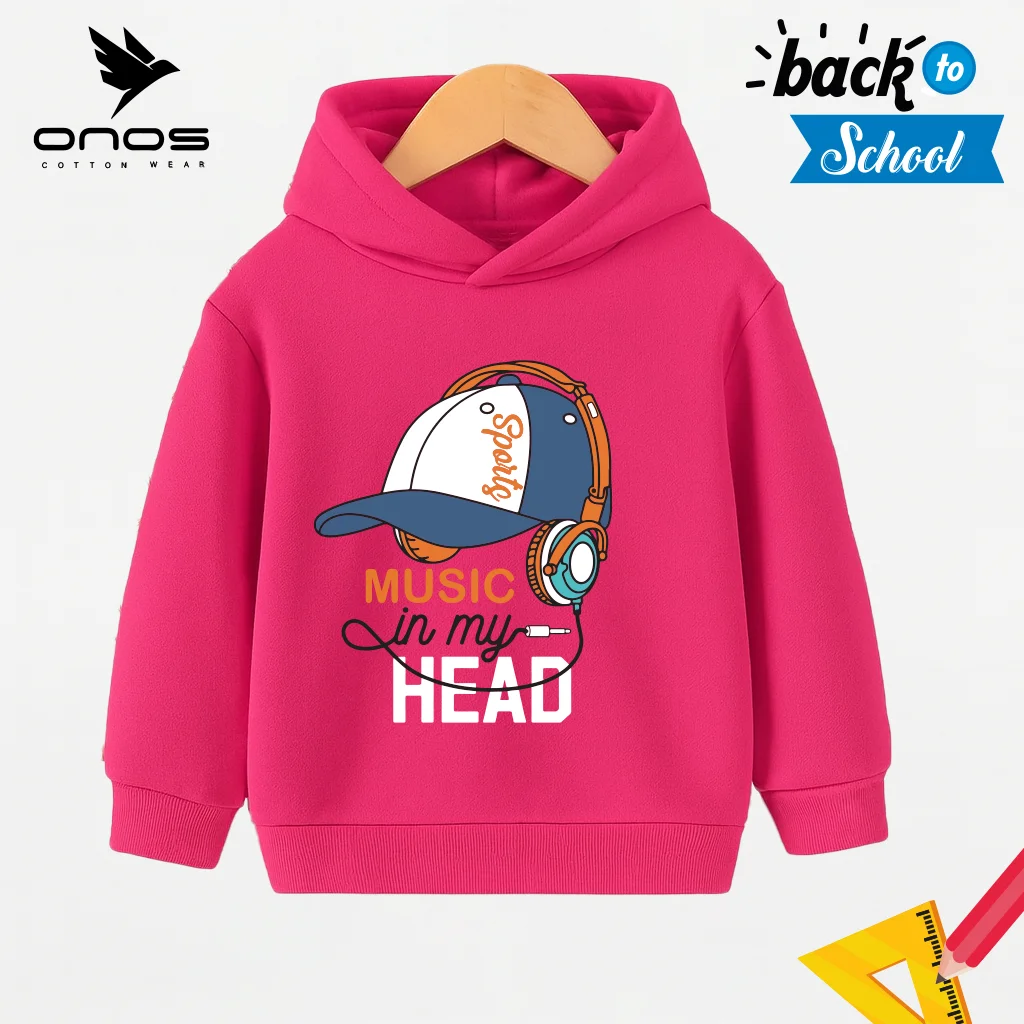 Fuchsia Kids Hoodie -print- Music in my Head