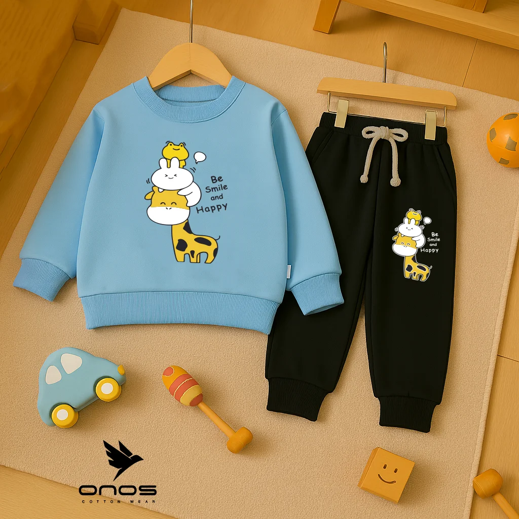 طقم شتوي راوندبيبي بلو زرافة