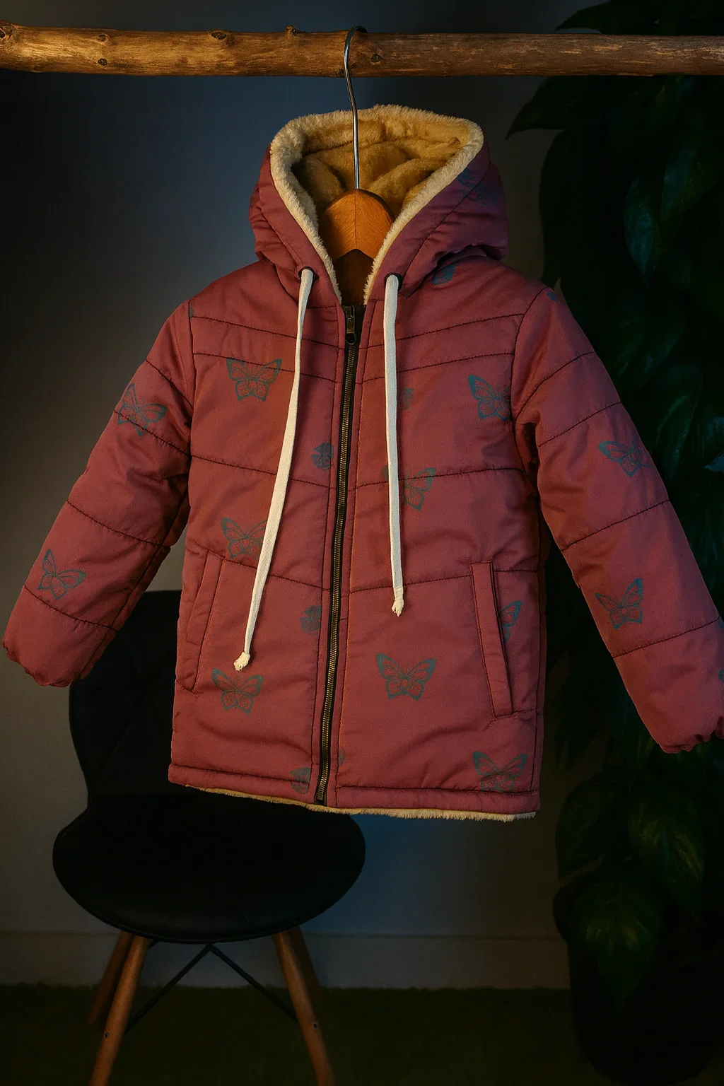 جاكت وتر بروف الفراشة نبيتي  كود 5007