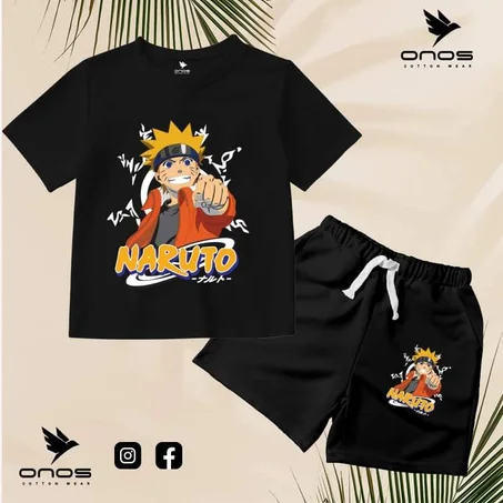 طقم اسود رسمة ناروتو